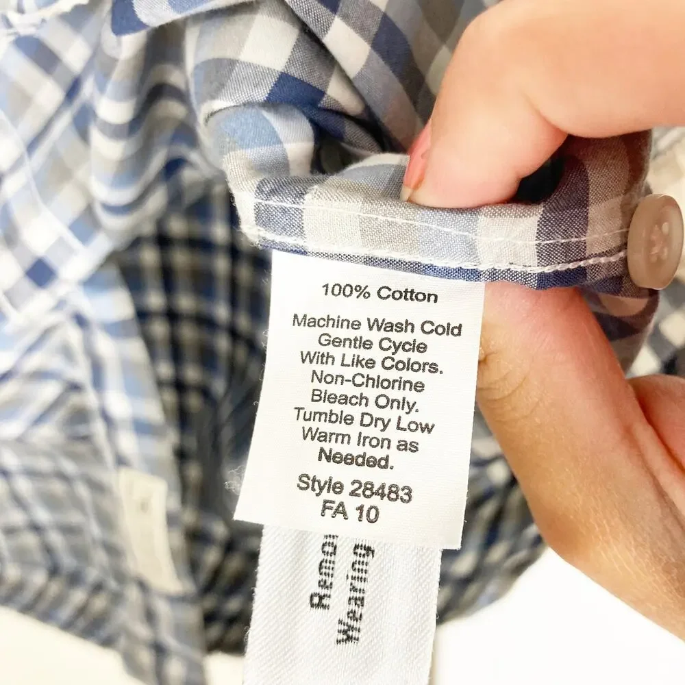 J. Crew Gray Blue Plaid Long Sleeve Button Down Sz L